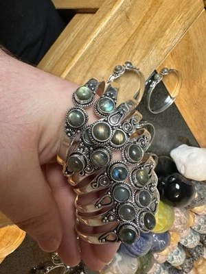 5 Natural Flashy Labradorite Gemstone Jewellery Cuff Bracelet Bangle Wholesale  - Image 1 of 4