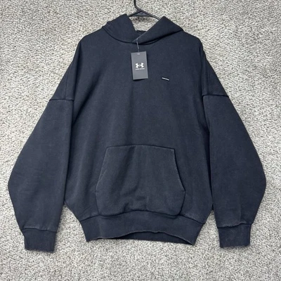 Under Armour Icon Heavyweight Fleece Wash Oversized Hoodie Mens Medium Black New - Image 1 of 4