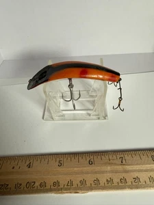 Vintage Helin Plattfisch U20 orange schwarz Streifen Holz Angelköder 4,5" - Bild 1 von 4