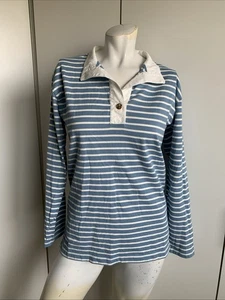 Draper James blau gestreift Damen Gr. XS Langarm Rugby Poloshirt Pullover  - Bild 1 von 5