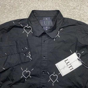 NWT Lovers Under The Influence LUTI Santo Long Sleeve Button Shirt Mens XL Black - Picture 1 of 8