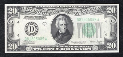 FR. 2057-D 1934-C $20 FRN FEDERAL RESERVE NOTE CLEVELAND, OH GEM UNCIRCULATED. - Image 1 of 2