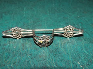 POSY FLOWER BOUQUET HOLDER PIN BROOCH VICTORIAN ORDER OF EASTERN STAR SILVER - Picture 1 of 4