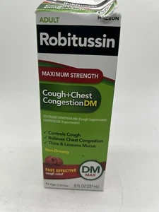 Robitussin Cough + Chest Congestion DM 8oz Cold Relief Non Drowsy 1/27 - Picture 1 of 4