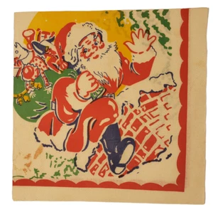 Vintage Christmas Crepe Paper Napkin Santa Chimney Serviette READ   NAP1-7 # - Imagen 1 de 5