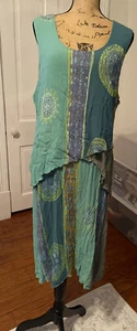 Robe Shaybali style bohème L -XL pull sans manches vert extensible beige violet - Photo 1/7