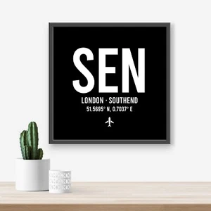 Personalised Southend London Airport code print - Any Airport/Location, - Picture 1 of 5