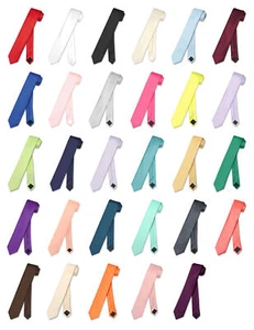 Vesuvio Napoli Narrow NeckTie Solid Color 2.5" Skinny Thin Men's Neck Tie - Picture 1 of 58