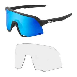 100 Percent S3 HiPER Blue Multilayer Mirror Lens Matte Black Sunglasses Bundle - Picture 1 of 11
