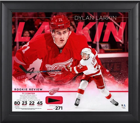 Dylan Larkin Detroit Red Wings Framed 15x17 Rookie Collage & Piece of Used Puck Cover