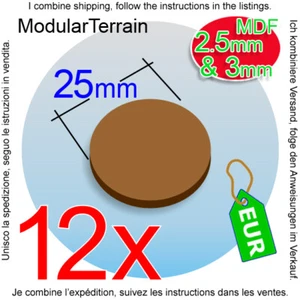 12x 25mm Round MDF Base Socle Rond War Hammer 40k Infinity Age Of Sigmar - Imagen 1 de 9