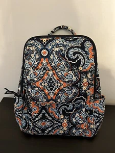 Vera Bradley Backpack Blue Orange Paisley Geometric Pattern Lots Of Pockets - Picture 1 of 10