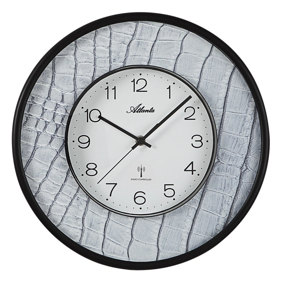 Atlanta Funk-Wanduhr, Motiveinlage, Grau/Schwarz,Mineralglas-Abdeckung, - 4540/4 - Bild 1 von 1