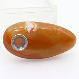 natural red white stripe agate jade hand craved tobacco pipe bowl filter K280 - Foto 1 di 5