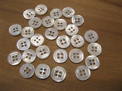 20 Knöpfe Echt Perlmutt Naturweiß Weiß glänzend  11 mm 4  loch NEU - Bild 1 von 4