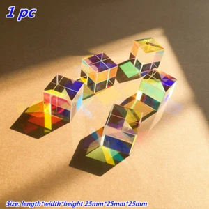 25mm Cubic Prism Edge Glass Optics Refracted Crystal Photography Props - Picture 1 of 5