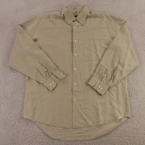 Hickey Freeman Shirt Mens L Beige Tan Marled Cotton Button Up Made in Italy - Picture 1 of 14