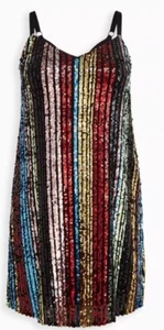Torrid Dress Womens Plus 5X Sequined Multicolor Stripe Sleeveless Party NWT - Picture 1 of 9
