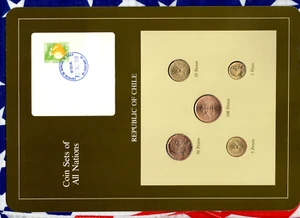 Coin Sets of All Nations Chile UNC 100 Peso 1987 5,10,50 Pesos 1989 1 Peso 1988 - Picture 1 of 2