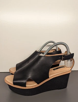 Women's H&M Leather Ankle Strap Wedge Heel Sandals UK 6 EU 39 - image 1 of 4