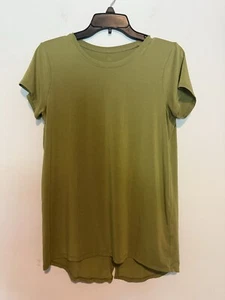 Lululemon Tee Size 6 Olive Green Open Up Tie Back Yoga Top T-shirt (PIT 17'') - Picture 1 of 3
