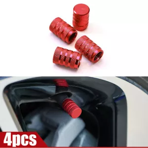 4 vástagos de válvula de neumático de rueda de automóvil rojo de aluminio cubierta de polvo de aire tapa de tornillo accesorios - Imagen 1 de 5