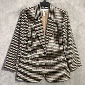 Blazer vintage de pata de gallo Sag Harbor para mujer talla 12 colorido mezcla de lana - Imagen 1 de 12