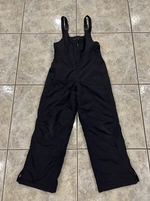 Youth Boy's Large Black Insulated Snow Ski Bib Pants Nylon Canvas THINSULATE - Image 1 of 4