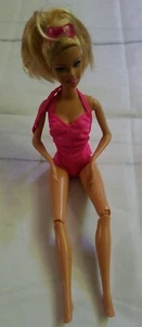 BARBIE DOLL Lever on back Articulated 1998 Jointed  Pink Bathing Suit Glasses - Picture 1 of 3
