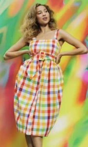 Christopher John Rogers For Target Size 8 Plaid Wide Strap Tie Waist Dress NWT - Picture 1 of 6
