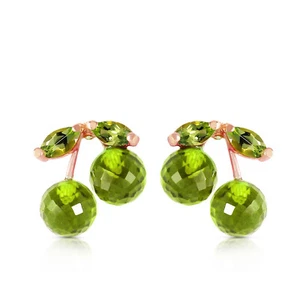 14K Solid Rose Gold Earrings with Natural Peridots - Picture 1 of 4