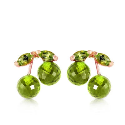 14K Solid Rose Gold Earrings with Natural Peridots - Image 1 of 4