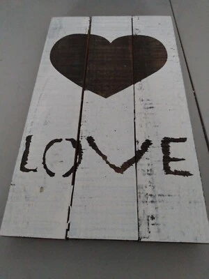 LOVE Wall Decor Plaque Sign Wood  Brown White Heart Farmhouse Hobby Lobby - Image 1 of 2