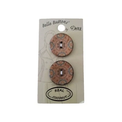 Dritz Belle Buttons - Two 2-hole Flat Buttons - 100% Real Coconut - 1" 25mm - Image 1 of 2