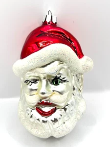 Vintage 1991 Radko Winking Santa Claus Head Christmas Ornament - Picture 1 of 6
