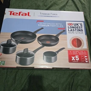Tefal Titanium Force 5-Piece Set Non-Stick Saucepans Frying Pans New - Picture 1 of 6