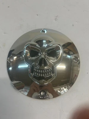 #8820 CHROME- SKULL DERBY COVER- 4-HOLE by DRAG SPECIALTIES - Image 1 of 3