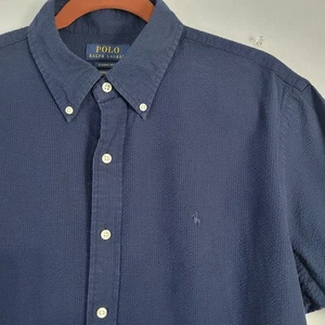 POLO Ralph Lauren Classic Fit Seersucker Hemd Gr. L navy preppy coastal nautical - Bild 1 von 6