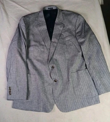 Stafford Linen Cotton Blazer Men 50R Light Blue Sport Coat Dual Vent Classic Fit - Image 1 of 4