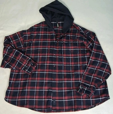 Skims Outdoor Oversized Hooded Flannel Shirt Fall Hoodie Red Black Womens 2XL - Image 1 of 4