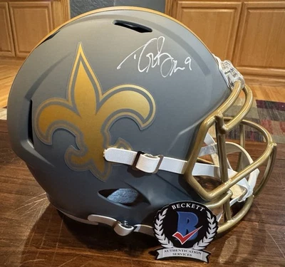 Drew Brees Autographed New Orleans Saints Slate Full Size Helmet Beckett - Image 1 of 4