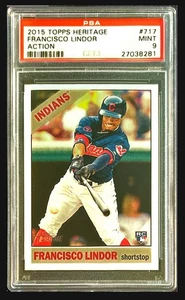 2015 Topps Heritage Action Image Variation Francisco Lindor RC #717 PSA 9 - Picture 1 of 2