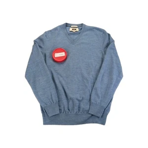 Joseph Abboud Extra Fine Merino Wool Sweater Men's Size Large Slim Fit Blue Soft - Picture 1 of 9