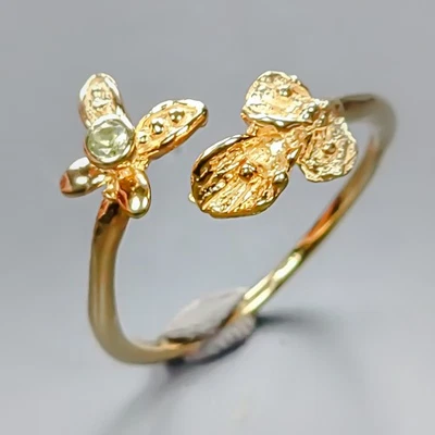 Handmade jewelry Natural Peridot Ring 925 Sterling Silver Size 8 /R436011 - Image 1 of 4