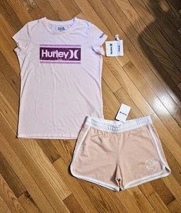 NWT Hurley Youth Big Girl Soft Tee & Short Set, Pink - YXL (18) - Picture 1 of 6