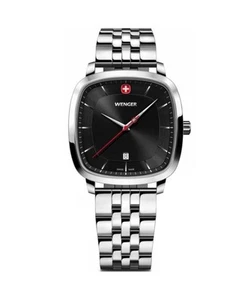 WENGER Men Analog Quartz Casual Watch Classic Dress Black Dial Waterproof Rectan - Picture 1 of 6