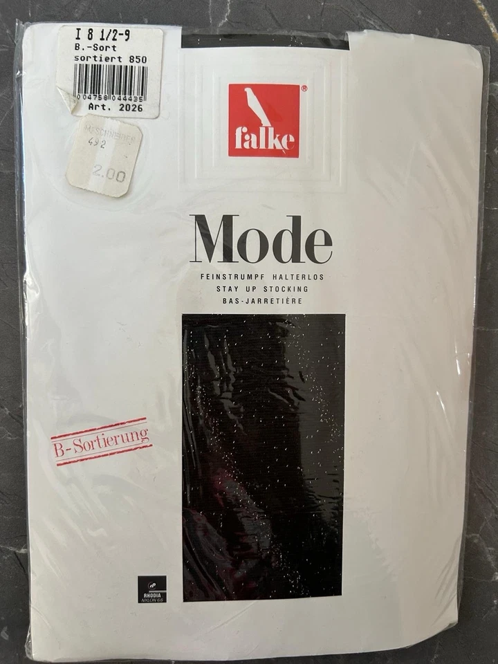 Falke Mode Feinstrumpf schwarz golden halterlose Strümpfe Strapsstrümpfe I 8,5-9 - Bild 1 von 1