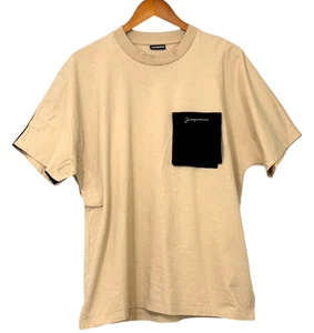 Jacquemus Le T-Shirt Yeru Beige Black Removeable Pocket Hook Loop Sleeve Size XL - Picture 1 of 13