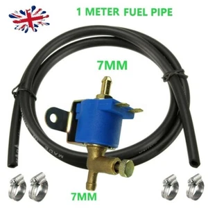 Petrol diesel fuel solenoid shut off lock Off valve 12V 11W 1 METER PIPE+4 JUBIL - Picture 1 of 3