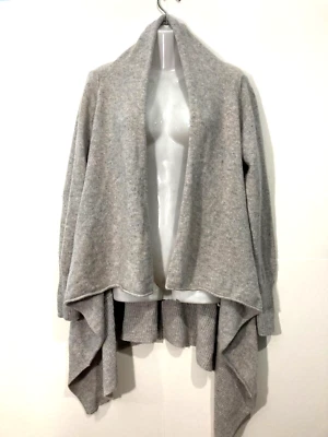 Nanette Lepore 2-Ply Cashmere knit open cardigan Sweater Gray Asymmetrical S - Image 1 of 4